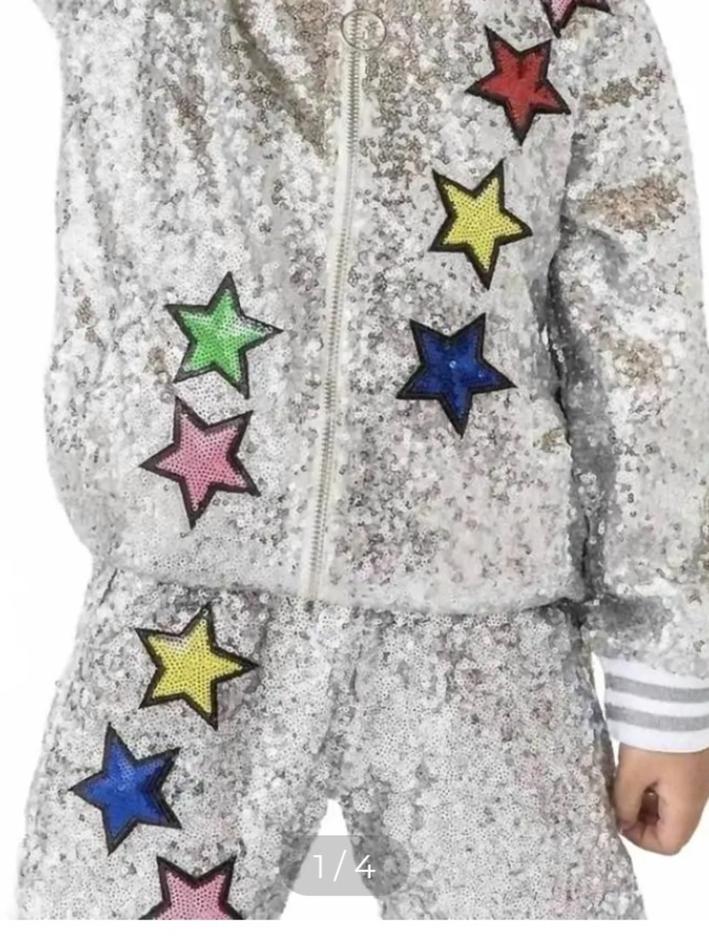 Lola + The Boys Silver Sequin Star Joggers.